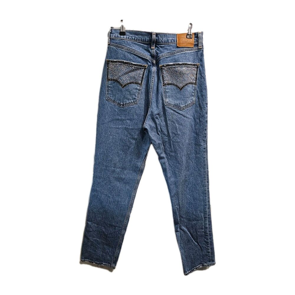 Levi's Women Sz 30 Straight Leg Western Rolled Cuff Jeans Embroidered Cowgirl